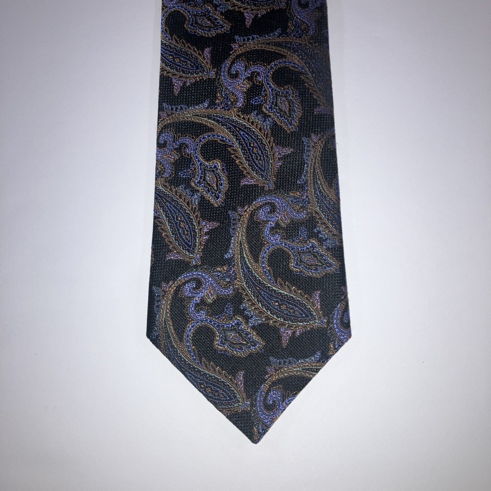 JZ RICHARDS Black Purple Paisley Hand Made in‎ USA Silk Gallery Collection 61"